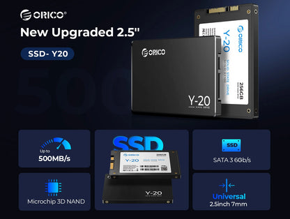 ORICO 1TB SATA SSD 2.5 Inch Internal Solid State Drive up to 500MB/s SATA III 6Gbps Desktop Laptop NAS DIY External Drive Y20