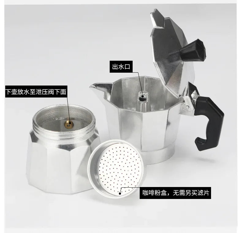 150 300 600 Aluminum Moka Pot with Electric Burner Stove Top Coffee Maker Espresso Percolator Mocha Kettle Heater Home Household
