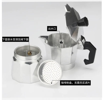 150 300 600 Aluminum Moka Pot with Electric Burner Stove Top Coffee Maker Espresso Percolator Mocha Kettle Heater Home Household