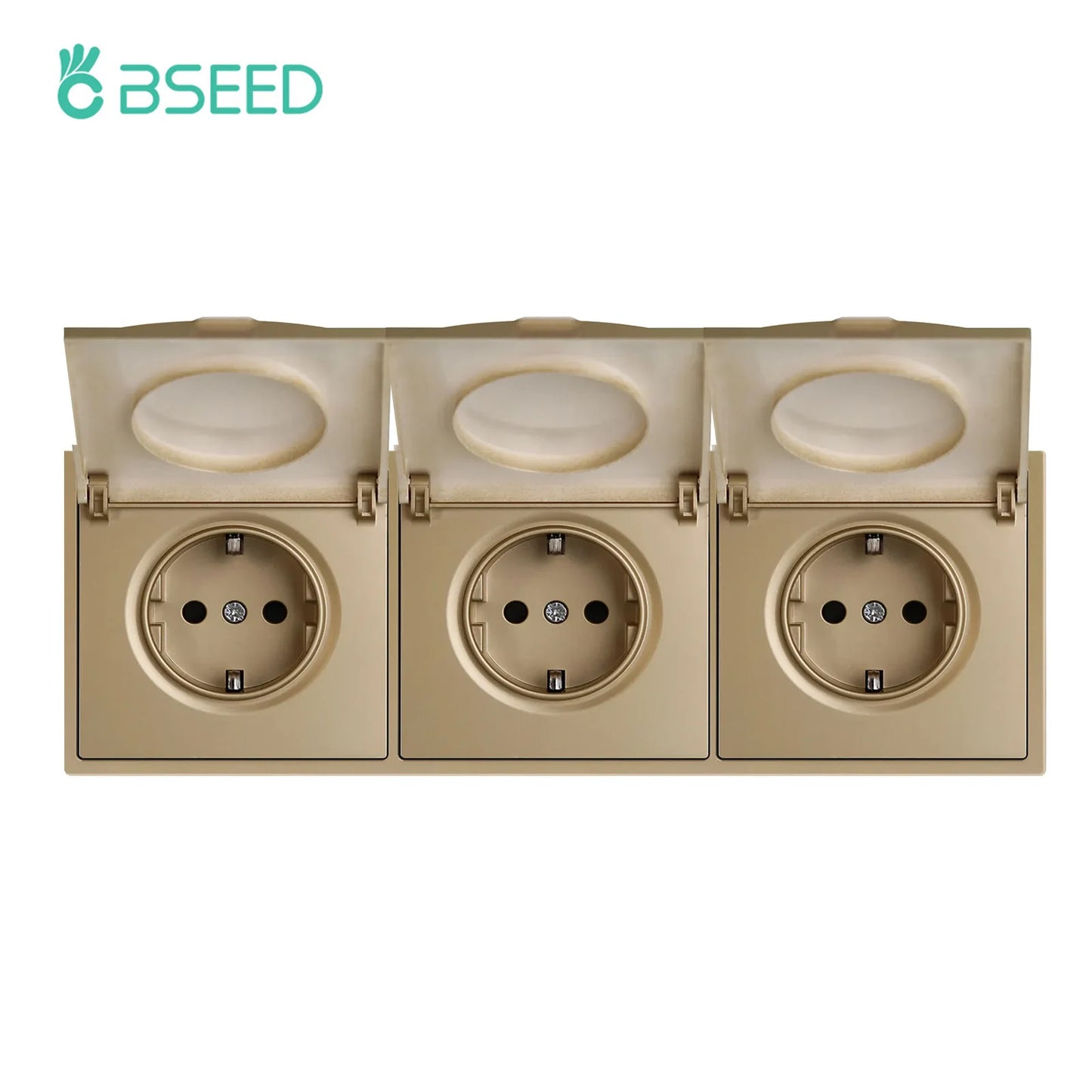 BSEED EU Standard Wall Power Socket With Cover Electrical Outlets Waterproof Wall Plug White Black Plastic Frame 16A