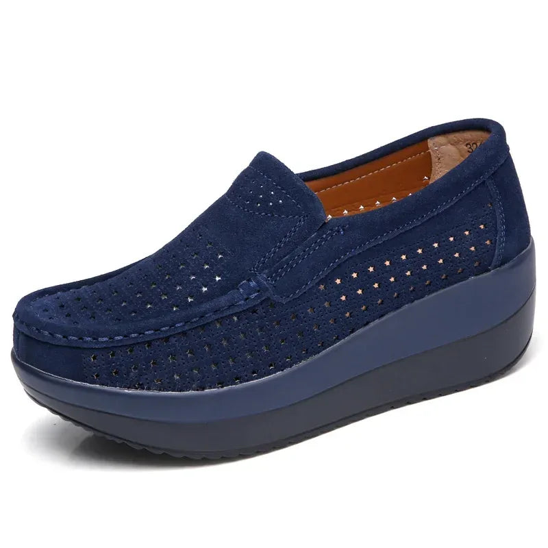 Creepers Platform Shoes Women Flats Women Loafers Spring Autumn Casual Suede Leather Shoes Ladies Moccasins Slip On Plus Size 42