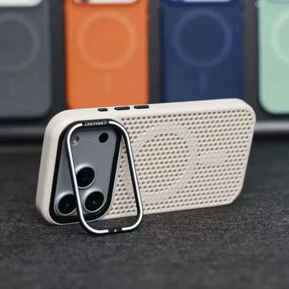 Camera mount mesh cooling case for iPhone 17 Pro Max 15 17 Pro 14 13 12 16 Pro Max For Magsafe wireless charging Shockproof cove