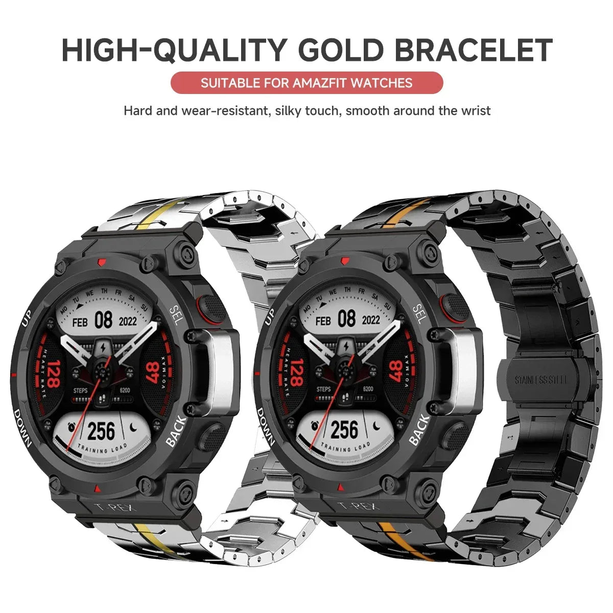 Steel Strap for Huami Amazfit T-rex 3/2 Trex Pro Metal Watch Band for Amazfit T-Rex Ultra Butterfly clasp Smartwatch Accessories
