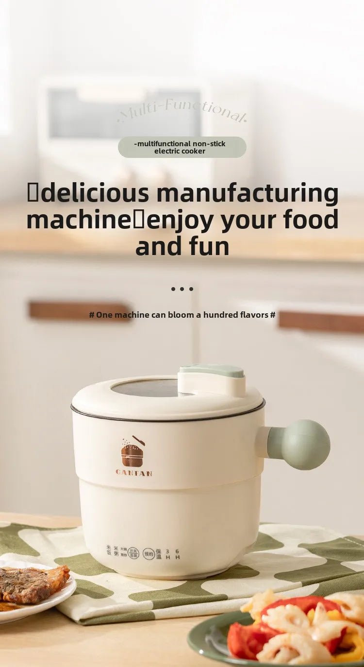 220V 1.8L Ball Handle Electric Heating Pot Multi-functional Household Rice Cooker Easy To Clean 4-in-1 Steaming Frying Rinsing