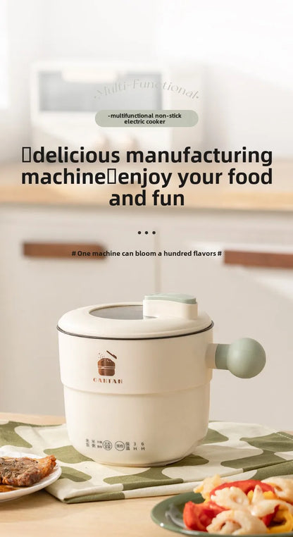 220V 1.8L Ball Handle Electric Heating Pot Multi-functional Household Rice Cooker Easy To Clean 4-in-1 Steaming Frying Rinsing