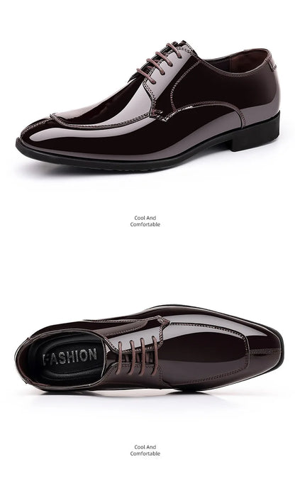 Business Men's Dress Shoes Patent Leather Trend Mens Party Shoe Soft Sole Casual Shoes Plus Size 38-48 Men Shoes High Quality