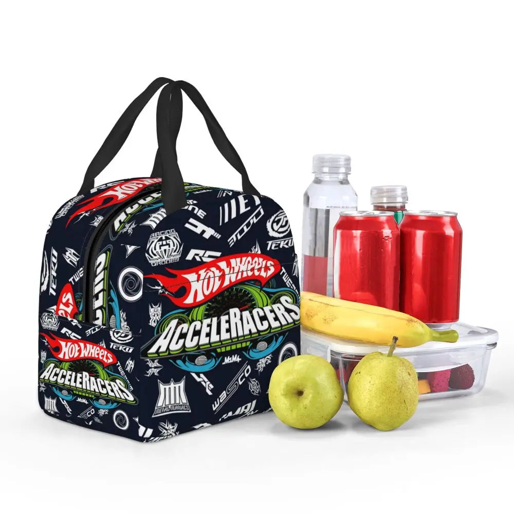 Custom Hot Wheels For Fans Thermal Insulated Lunch Bag Cartoon Sport Car Portable Lunch Container Travel Multifunction Food Box