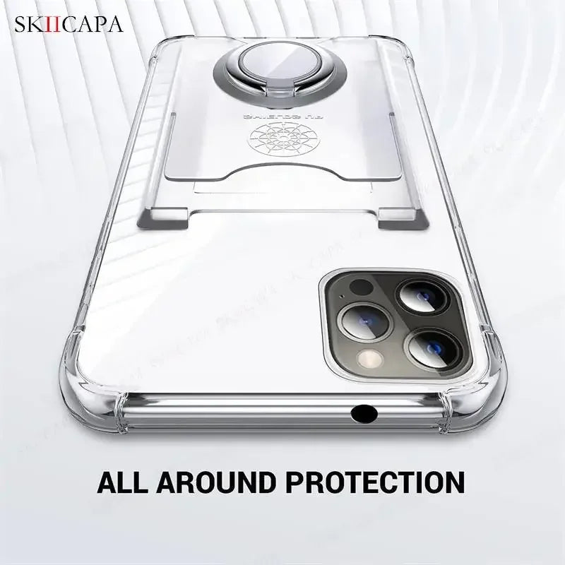 Ring Holder Wallet Card Slot Phone Case for Xiaomi 14T 14 Pro Airbag Shockproof Soft Silicone Transparent Cover for Redmi 14C 4G