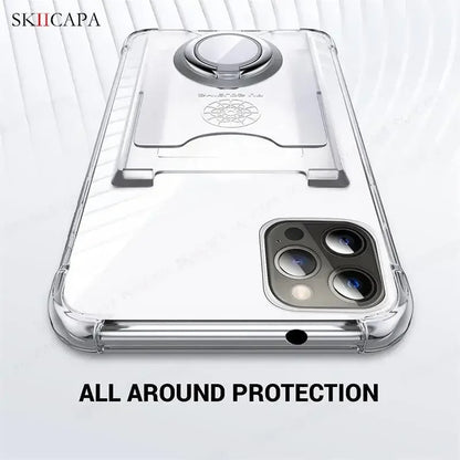 Ring Holder Wallet Card Slot Phone Case for Xiaomi 14T 14 Pro Airbag Shockproof Soft Silicone Transparent Cover for Redmi 14C 4G