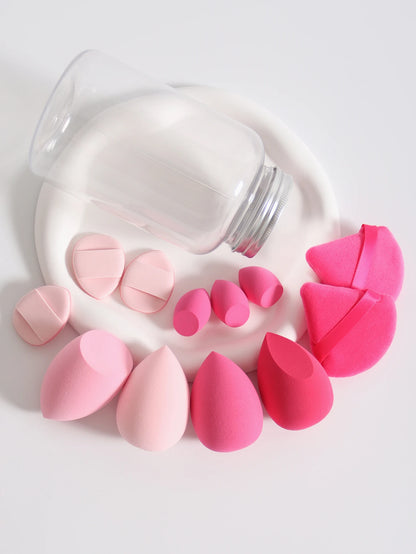 12Pcs Makeup Sponge Set with Storage Jar Latex-Free, Makeup Sponge Finger Puff, Dual-Use Wet & Dry Foundation Cosmetic Puffs