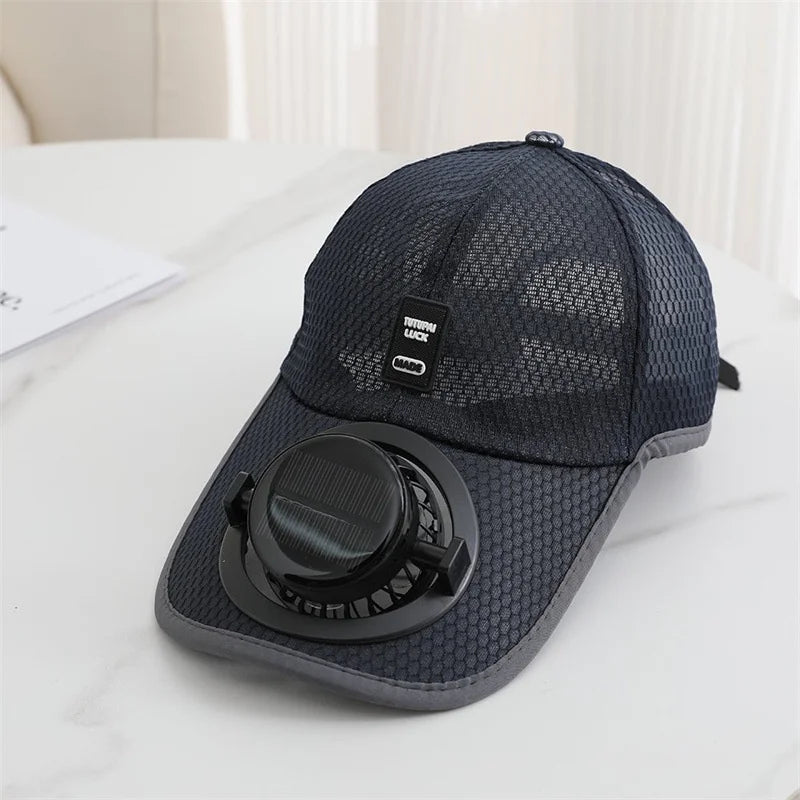 Summer Usb Solar Fan Baseball Cap for Men Women Mesh Adjustable Breathable Unisex Caps Quick Dry Running Hat Cap Outdoor Sports