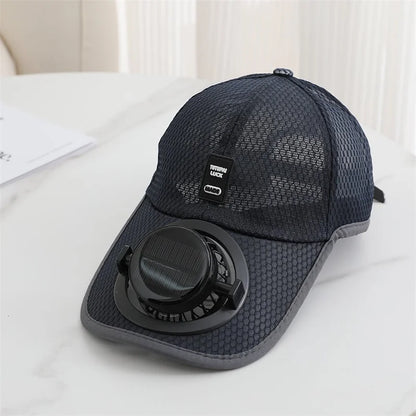 Summer Usb Solar Fan Baseball Cap for Men Women Mesh Adjustable Breathable Unisex Caps Quick Dry Running Hat Cap Outdoor Sports