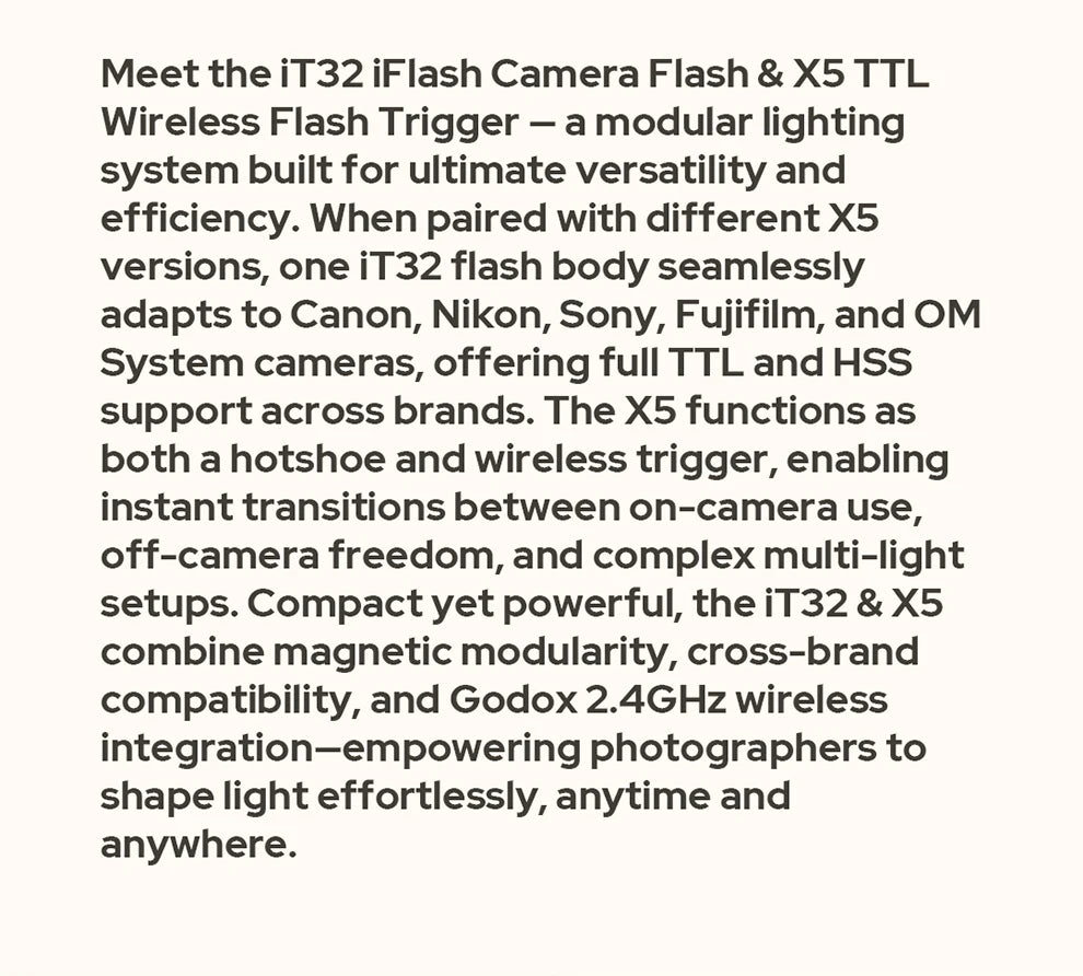 Godox IFlash IT32 TTL Camera Flash with Magnetic Mounting X5L TTL Flash Trigger Rotating Head Flash Light Kit For Leica Camera