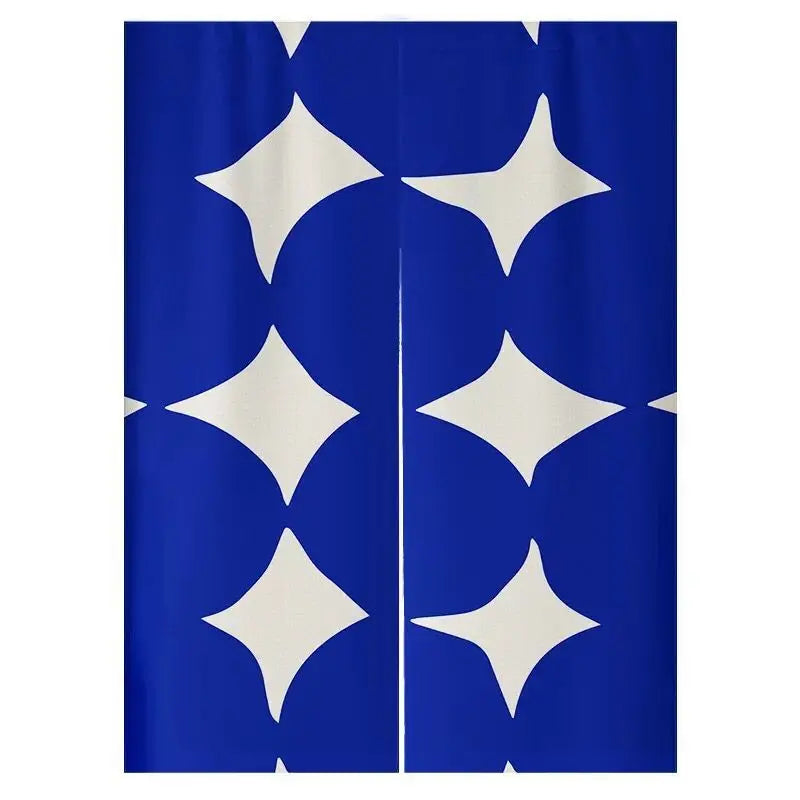 Klein blue Nordic Flower Door Curtain For living Room Bedroom Blackout Curtain Linen Fabric for Home Decoration Half Curtain