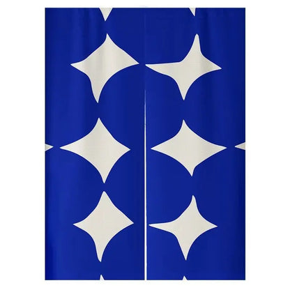 Klein blue Nordic Flower Door Curtain For living Room Bedroom Blackout Curtain Linen Fabric for Home Decoration Half Curtain