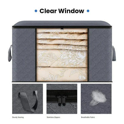 Closet Organizers and Storages Clothes Storage Bag Blanket Storage Foldable Storages Bin Sturdy Sewn By 3 Layers Fabrics