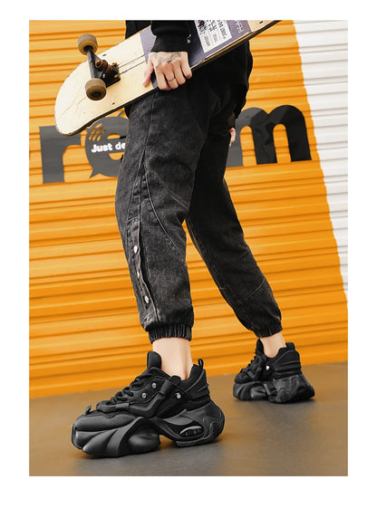 Spring Retro Brown Sneakers Men's Shoes 2025 Chunky Casual Sneakers for Men Comfortable Leather Mens Shoes Trainers basket homme