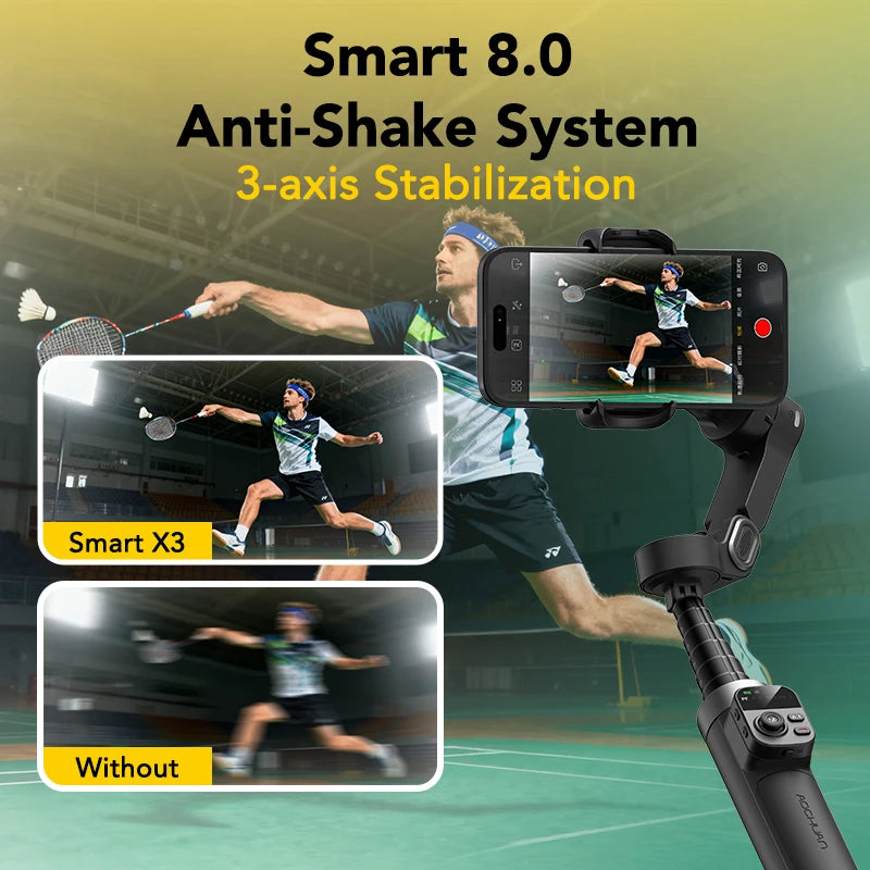 AOCHUAN Smart X3 3 Axis  Anti-Shake Gimbal Stabilizer Built-in Telescopic Rod For  iPhone And Android Smartphone Shooting Vlgo