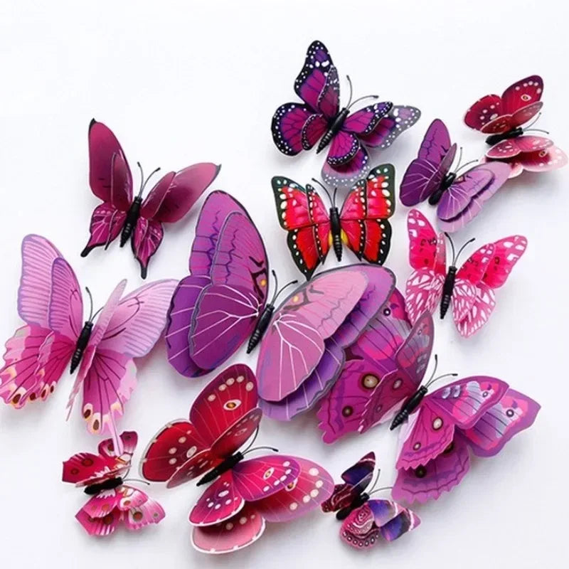 Magentic 3D Double-layer Butterfly Wall Stickers Magnet Refrigerator Stickers Home Girl Kids Room Wedding Christmas Decoration