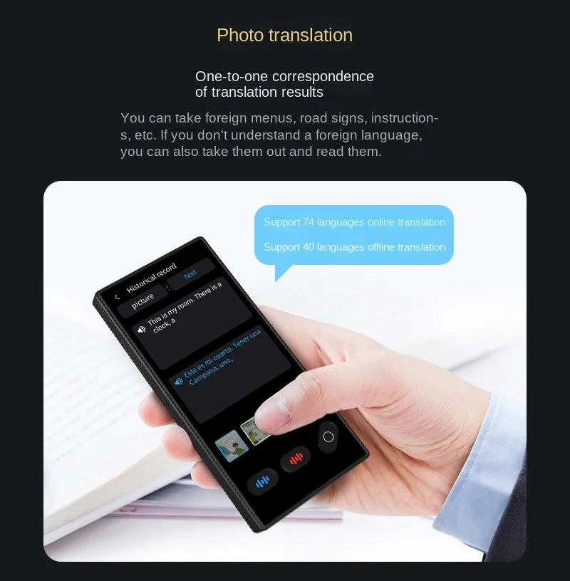 Portable S35 Translator Device Big Screen 148 Languages Voice Tradutor Intelligent Real-time Translating Offline Translation
