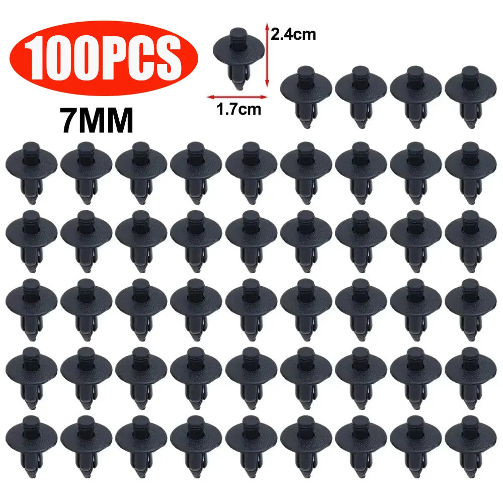 Car 8mm/6mm Hole Plastic Rivets Fastener Push Clip Black Auto Vehicle Door Trim Panel Retainer Fastener Clip Car Accessories