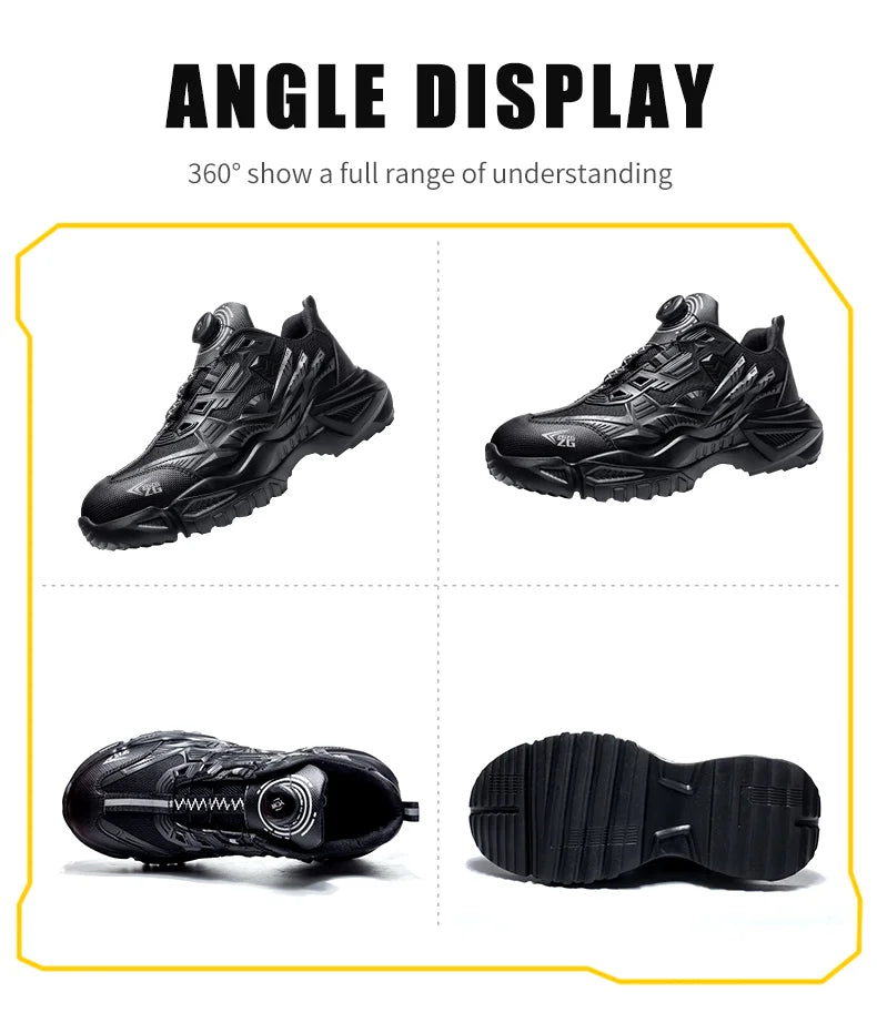 High-quality Safety Shoes Men Steel Wire Rotary Buckle Work Sneakers Indestructible Shoes Anti-smash Anti-puncture Work Shoes