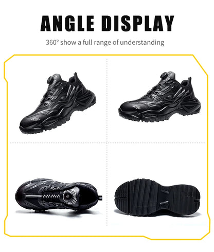 High-quality Safety Shoes Men Steel Wire Rotary Buckle Work Sneakers Indestructible Shoes Anti-smash Anti-puncture Work Shoes