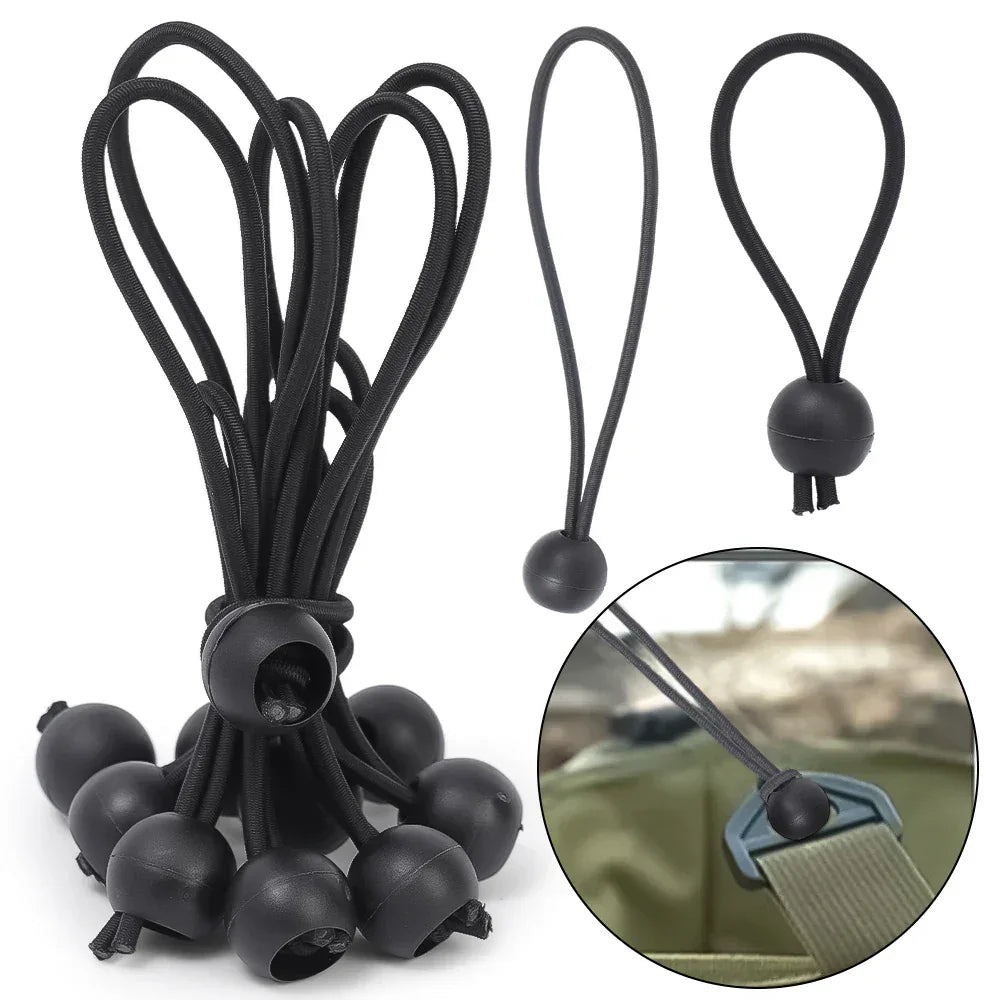 50/10pcs Bungee Ball Tarps Canvas Tarpaulin Flagpole Ties Cord Ends Elastic Rope Lace Fixed Boat Pole Camping Tent Accessories