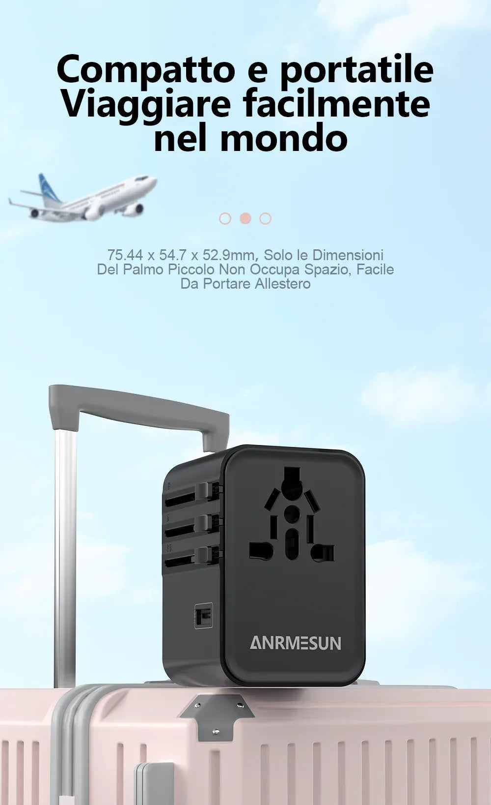 Global Universal Conversion Travel Plug 2 Type-C Sockets EU US AC Power Travel Adapter PD 65w 45w 25w Travel Plug Fast Charging