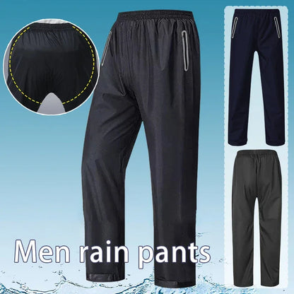 M-4XL Adult Waterproof Rain Trousers Breathable Double-layer Elastic Waist Unisex Outdoor Work Fishing Hiking Raincoat Pants