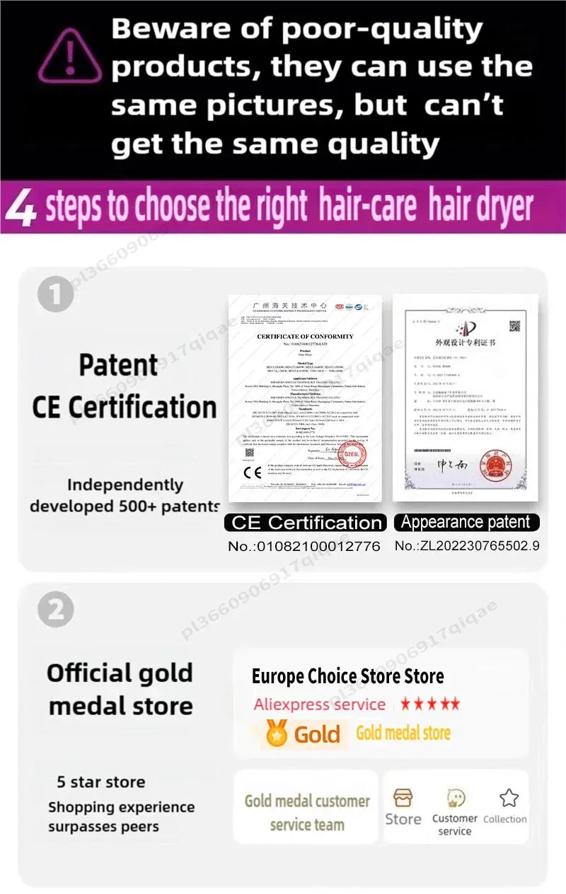 1600W Professinal Leafless Hair Dryer Negative Ion Hair Care Hairdryer Home Powerful Blow dryer Styling Toos Gift For Women