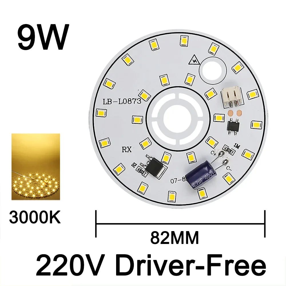 220V Driver-Free Light Panel LED Light Chip DIY Round Nordic Light Source Accessories Replacement Household Chandelier Bulb Patc