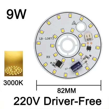 220V Driver-Free Light Panel LED Light Chip DIY Round Nordic Light Source Accessories Replacement Household Chandelier Bulb Patc