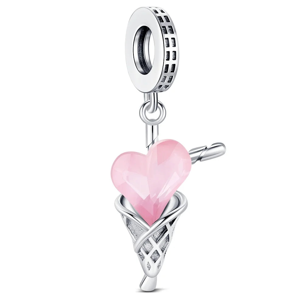 Elegant Mother's Day gifts For mom Ballet Pendant Fit Original Bracelet Diy Jewelry Fine Perfect Heart Rainbow Charm Daily Wear
