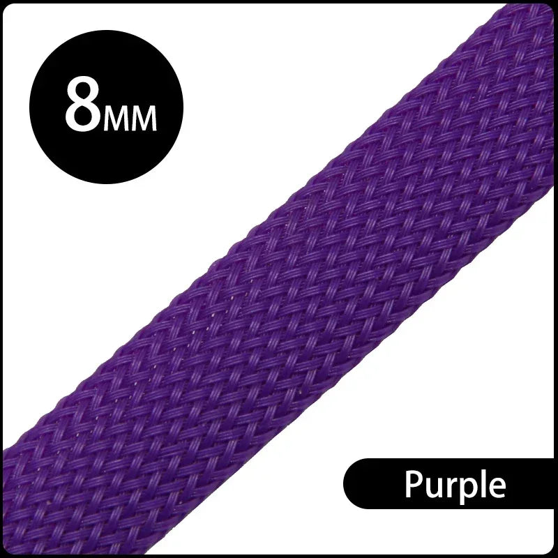 1~50M PET Braid Sleeve High Density 8mm Insulated Expandable Braided Wires Organizer Cable Wrapping Sheath Protector