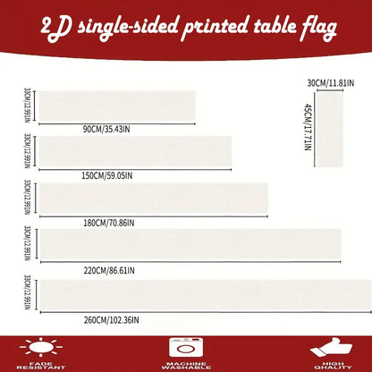 Christmas Snowman Table Runner Polyester With Festive Snowman Gingerbread Man Christmas Tree And Ornament Patterns Table Decor