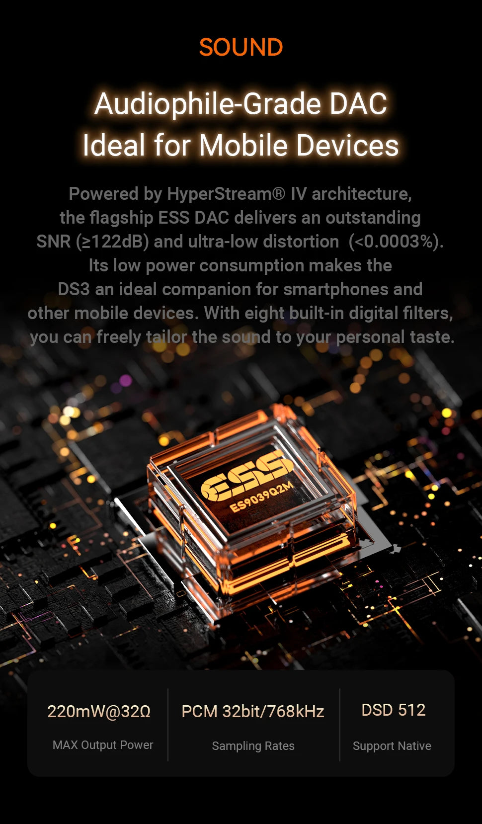 Fosi Audio DS3 DAC Amp Portable HIFI Headphone Amplifer  XMOS XU316 DSD512   dongle dac 4.4mm Balanced/3.5mm Jack