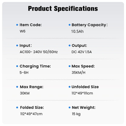 W6 Electric Scooter 10 Inch 500W Motor 36V 10.5Ah Battery 35km/h Max Speed Foldable E-Scooter With APP Dual Brakes Scooters