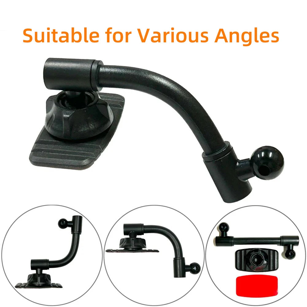 Car Phone Holder Extension Rod Dual Ball Head Adjustable Goose Neck Universal 17mm Ball Head Nano Glue Sticker Base Mount