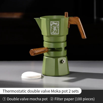 Bincoo Double valve Moka Pot Set Electric Stove Coffee Pot Household Italian Espresso Machine Mocha Pot Barista Accessories 220V