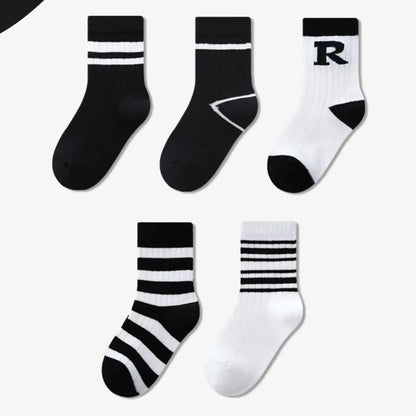 5 Pairs Autumn Fashion Boys Sock for Kids Cute Baby Girl Happy Funny Boat Long Socks White Spring Children's Clothes