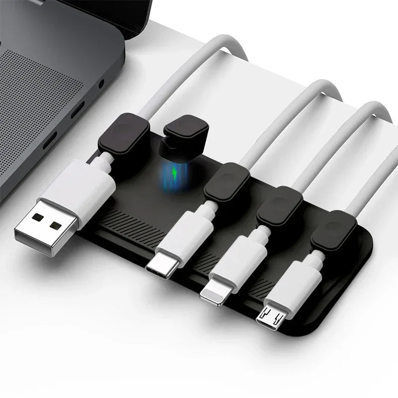 Magnetic Cable Management Holder Desktop Cable Clip Multipurpose Cord Keeper For Home Office For Mouse Charging Cables Storage