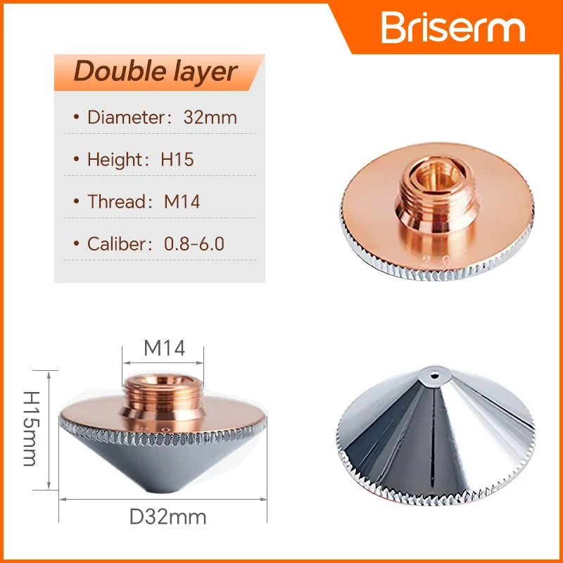 Fiber Laser Nozzle D28 D32 H15 M11 M14 Caliber 0.8-6.0 Laser Cutting Nozzle for Raytools Precitec Boci Laser Cutting Machine
