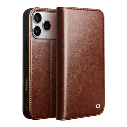 QIALINO Genuine Leather Flip Case for iPhone 17 Bracket Handmade Business Cover with Card Slots for iPhone 17 Pro Max/17 Air