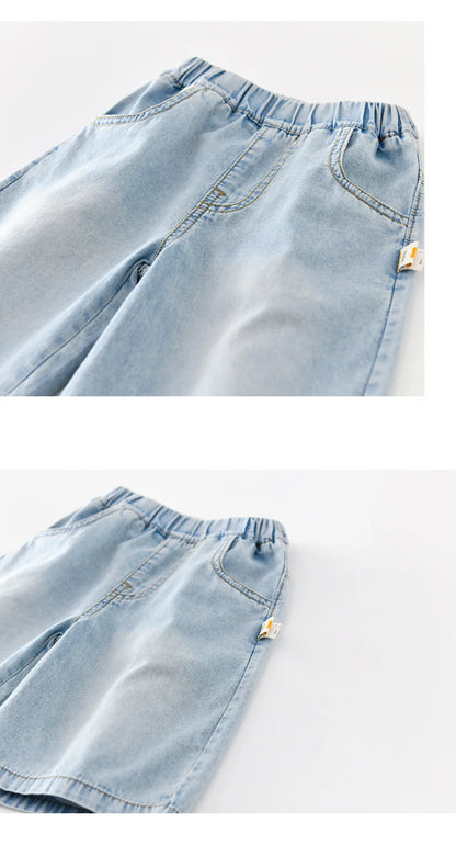 2026 Summer New Baby Thin Denim Shorts Children Casual Pants Boys Girls Loose Jeans Shorts Solid Kids Clothes