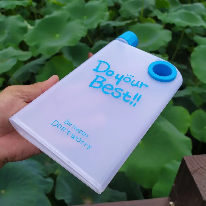 380ML Transparent Flat Water Bottle Plastic Travel Bicycle Drinking Cup Reusable Portable Water Bottle