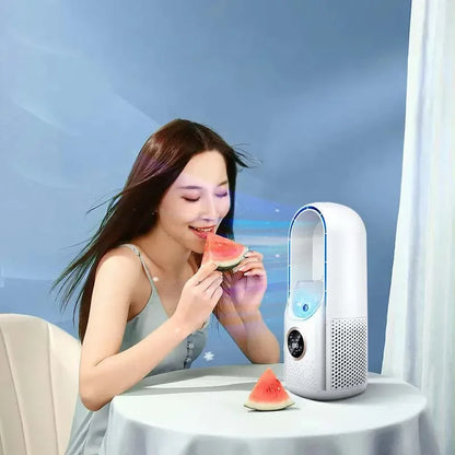 Bladeless Fan Air Cooler Portable Led Display Desktop Fanless Bladeless Cooler Cooling Six Gear Adjustable Fan Office Bedroom