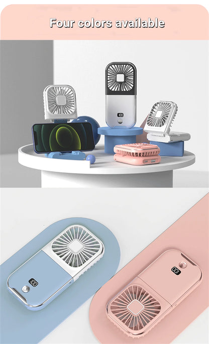 3000mAh Battery Handheld Outdoor Small Fan Portable Small Halterneck Adjustable Speeds Foldable USB Charging Cooling Artifact
