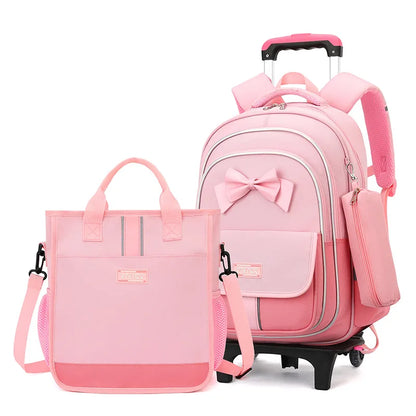 School Bag Kids Rolling Backpack for Boy Girls Wheeled Backpacks With Wheels Trolley Bookbag Carry on Luggage with Shoulder Bags