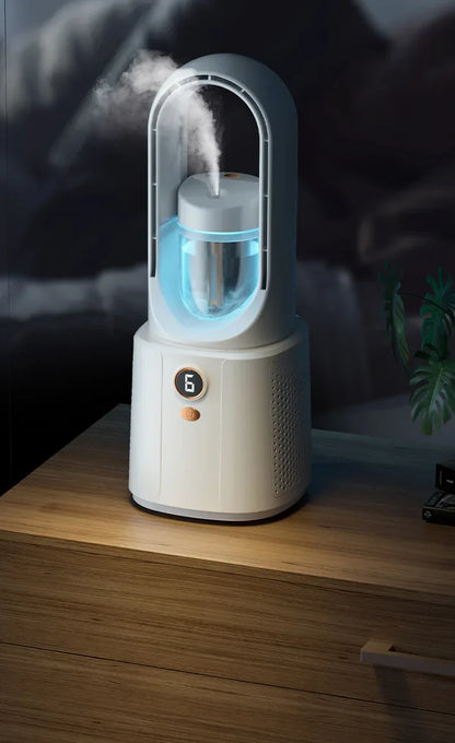 New Small Desk Top Charging Mute Fan, air Conditioner, Leafless Spray Small Household Cooling Fan